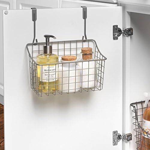 Spectrum Hanging Baskets for Organizing(Small,Industrial Gray) Grid Over the Cabinet Wire Basket for Kitchen/Bathroom Door Hanging Storage Organizer- Cleaning Supplies,Washcloths,Towels(Pack of 6) - Image 2