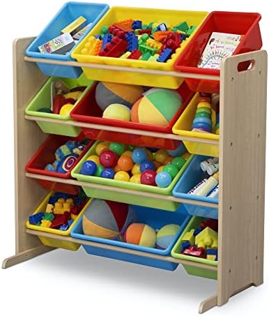 Delta Children Kids Toy Storage Organizer with 12 Plastic Bins - Greenguard Gold Certified, Natural/Primary - Image 5