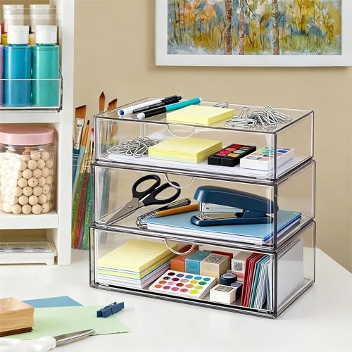 Medicine Cabinet Organizer with Removable Dividers, 3-Tier Stackable Drawer Storage for Bathroom, RV, Vanity, Countertop & Desk - Image 6