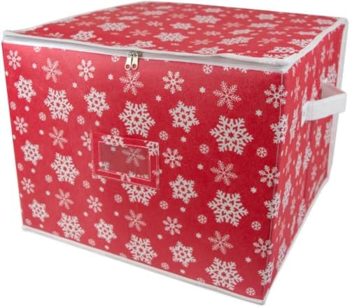 DII Christmas Storage Containers Collection Zippered with Dividers, Ornament; Large, 16x16x13, Snowflakes (Pack of 6) by DII