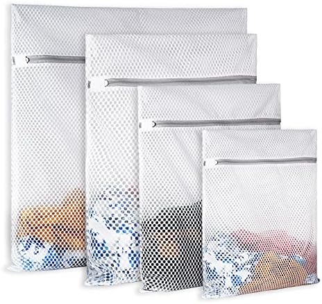 4Pcs Durable Honeycomb Mesh Laundry Bags for Delicates Reusable Wash Bag(1XX-Large 24 x 24 Inches,1X-Large 20 x 24 Inches,1 Large 16 x 20 Inches, 1 Medium 12 x 16 Inches) by SUERIV