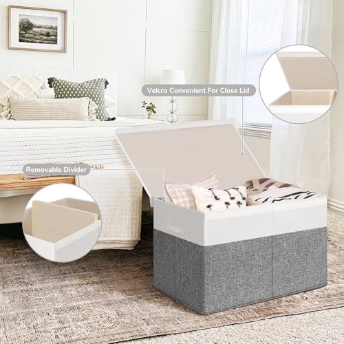 INDRESSME 122L Large Toy Storage Box, Lid & Dividers, Grey & White - Image 4