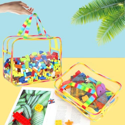 6 Packs Large Toy Storage Bags with Labels, Reusable Clear PVC Board Game Storage, Travel Waterproof Organizer Bags with Zipper Large Capacity (Gradient Color) - Image 4