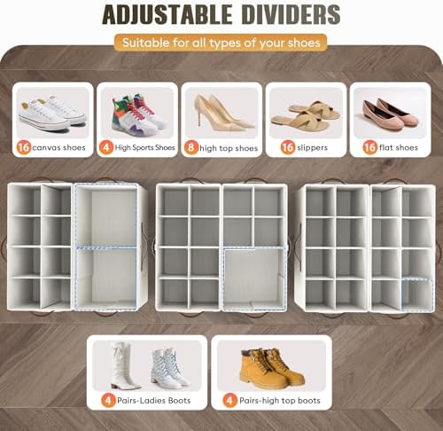 2 Pack Shoe Organizer for Closet, Foldable Shoe Storage with Adjustable - Image 3
