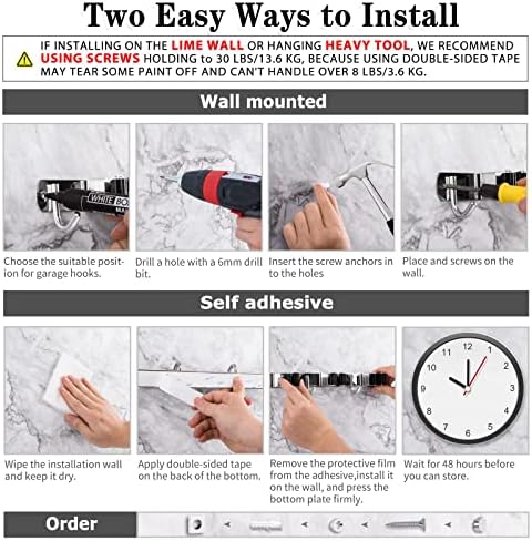 2 Pack Broom Holder Wall Mount, 3 Racks 4 Hooks Mop and Broom Organizer - Image 5