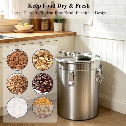 25Lbs 304 Stainless Steel Dog Food Storage Containers with Scoop - Image 4