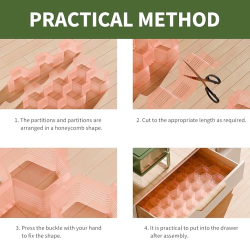 Honeycomb Separator Adjustable Drawer Organizer Divider for Underwear Belt-Scarf Socks Organizer (Pink(1pc)) - Image 5