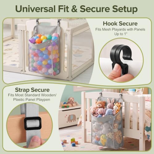 Playpen Toy Organizer, Stuffed Animal Storage & Hanging Diaper Organizer - Image 5