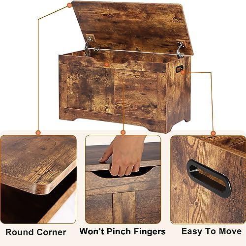 Timberer 31.5" Storage Chest, Wooden Storage Bench, Lift Top Toy Chest - Image 6