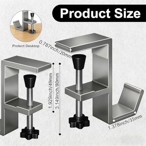 Headphone Stand - Aluminum Alloy Headphone Holder, Under Headset Stand for Desk Fit for PC Gaming Headset Hanger Hook Suitable for Office, Computer, Student Class Desk, Handmade Creator Table (Grey) - Image 5