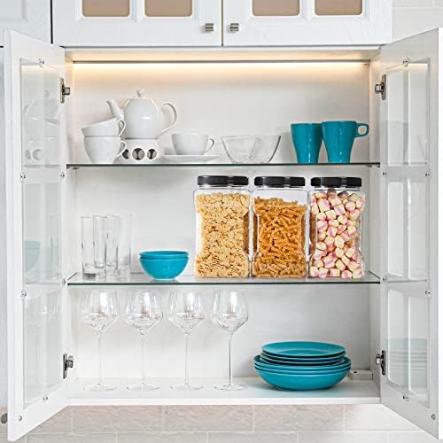 Lawei 3 Pack Square Clear Plastic Jars, 98 Oz Wide Mouth Storage Containers with Screw-On Lids, Refillable BPA Free Empty PET Jars for Dry Goods Peanut Cookies Candy, Easy Grip Airtight Storage Jar - Image 6