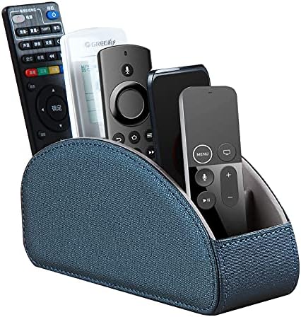 Remote Control Holder Leather TV Remote Caddy for Table, 5 Compartments Nightstand Organizer for Bedroom Accessories/Bedside Remotes/Media Controllers/Office Supplies, Decorations for Living Room by YAPISHI