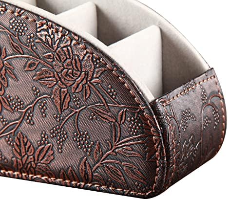 Leather Remote Control Holder,Universal TV Remote Organizer with 5 Compartments,Desktop or Bedside Table Organizer for DVD,Blu-Ray,Gaming and Streaming Remotes,Glasses and Accessories(Antique) - Image 5