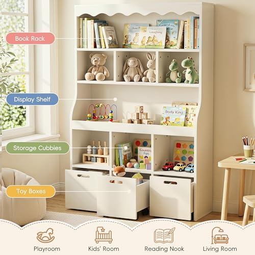 38" W Toy Storage Organizer w/Movable Bins, 5 Tier Kids Book Shelf - Image 6