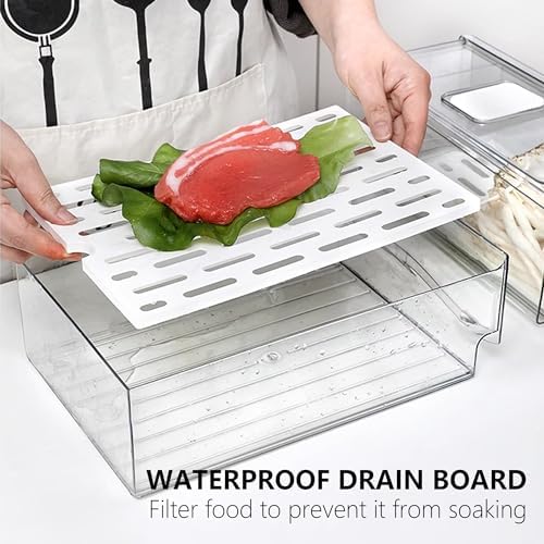Fridge Organizers and Storage, BPA-Free Large Capacity Stackable Clear Fridge Organizer, With Strainer Layer Keep Fruits, Vegetables and Meat Fresh in refrigerator, freezer, Food Storage ( 2 Drawers) - Image 5