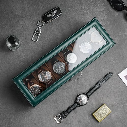 ProCase Watch Box, 6 Slot Watch Display Case with Drawer -MidnightGreen - Image 3