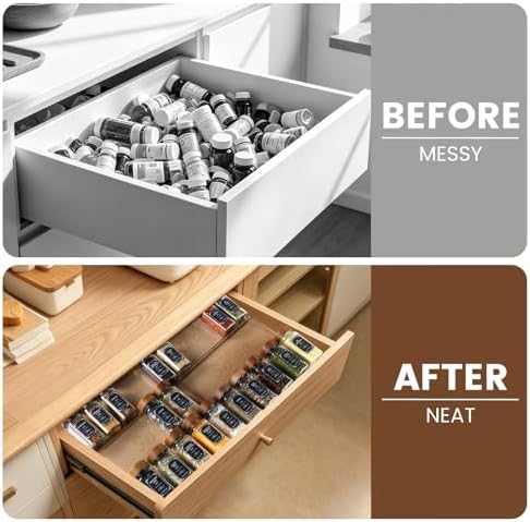2 Pack Spice Rack with 24 Spice Jars, 4OZ Wood Lid Spice Containers with Expandable Spice Organizer Shelf, Spice Labels, Pepper Grinder Lids, Chalk Marker & Funnel Set for Drawer Kitchen Countertop - Image 6