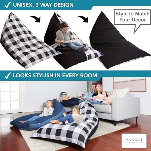 Huddle Designer Stuffed Animal Bean Bag Storage Chair Cover XL Gingham - Image 5