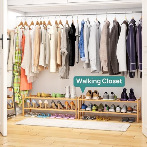 viewcare 2-Tier Long Shoe Rack for Entryway, Black Bamboo Wood Shoe Rack for Closet & Hallway, Long 33IN | Beautiful | Functional | Sturdy | Durable - Image 4