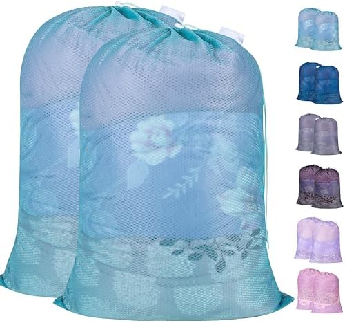 Polecasa 2 Pack Heavy Duty Diamond Mesh Laundry Bag, 24x36", Aqua by Polecasa