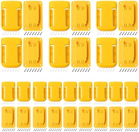 30pas Tool Holders and Battery Holder for Dewalt 20v Wall Mount Hanger Battery Drill Tool Storage Shelf for Milwaukee M18(Yellow) by KETTKEL