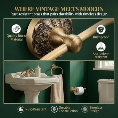 Antique Brass Towel Ring for Bathroom,Wall Mounted Gold Towel Holder for Home & Hotel - Image 4