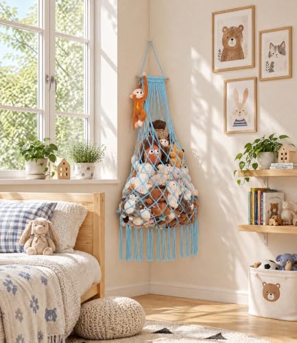 Stuffed animal net Hammock - Large 44'' H, Space-Saving (Sky Blue) - Image 4