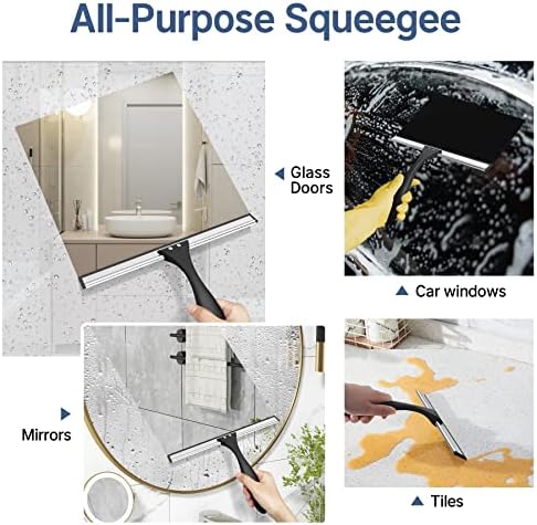 AmazerBath Squeegee for Shower Glass Door, Shower Squeegee for Glass Doors - All-Purpose Squeegee with Hook for Shower Doors, Windows, Mirrors, Tiles and Car Glass, 10 Inches - Image 4