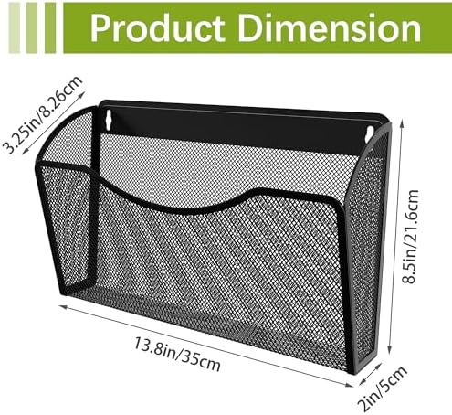 EasyPAG Wall File Organizer, Metal Mesh Hanging File Folder Holder for Letter/A4 Size Folders, Vertical Wall Mount Mail Sorter for Office Paperwork, Classroom, Black - Image 4