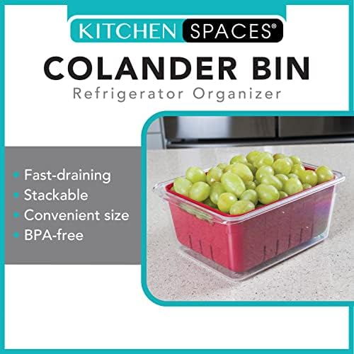 Kitchen Spaces KSCB12-AMZ Colander Bin Stackable Food Storage Organizer for Fridge, Freezer, and Pantry, 8.8" x 6.8" x 3.9", Red & Clear - Image 5