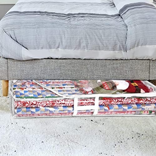 ProPik Wrapping Paper Storage Containers | Gift Wrap Organizer Under Bed 41”x14”x6” Fits 18-24 Rolls Fit Up to 40” Long Roll Wrap Storage Box Holder for Ribbon Bows and Accessories 2 Pack (White) - Image 4