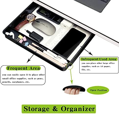 Under Desk Drawer Storage Organizer - 2 Pack (Large and Small) Black - (Please Note - Drawer Size/No Lip Under Desktop) - 2 Installation Methods (Screw or Adhesive) - Image 3