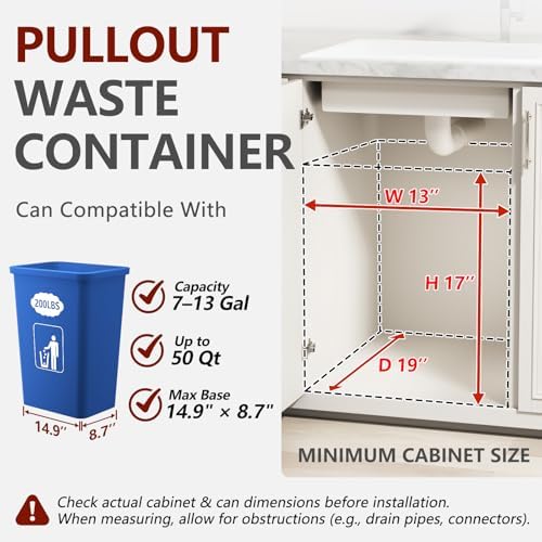 ANASTA Under Sink Trash Can Pull Out Trash Hidden for 30-50 Qt 7-13 Gallon - Image 2
