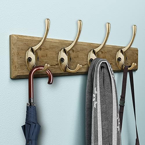IBosins 32 Pack Antique Brass Double Coat Hooks Wall Mounted with 64 Screws - Image 6