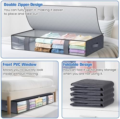 TasticTotes 2 Pack Under Bed Storage Containers, 90L Blanket Storage Bags - Image 4