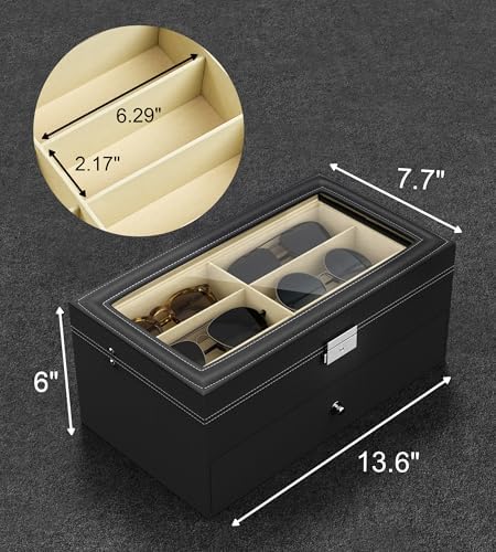NEWLOOP 10/30 Slots Sunglass Organizer for Multiple Pairs of Eyeglass See-through Display Case Storage Box for Women Men - Image 4