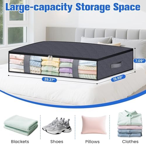 TasticTotes 2 Pack Under Bed Storage Containers, 90L Blanket Storage Bags - Image 2