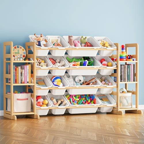SpaceAid Toy Storage Organizer with 6 Shelves and 16 Bins, Toy Organizers Storage Bookshelf, Kids Bin Shelf Toys Box Bookcase for Bedroom Playroom Organization Room Decor, White by SpaceAid
