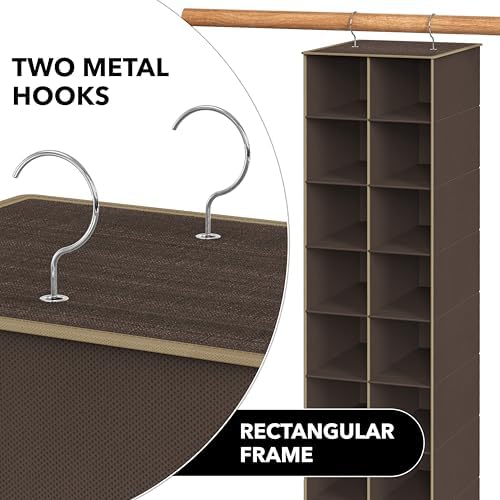 Simple Houseware 20 Section Shelves Hanging Shoes Organizer, Brown - Image 6