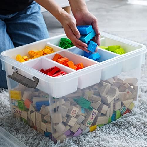 Citylife 32QT Clear Craft Organizers and Storage Box with Removable Tray - Image 3