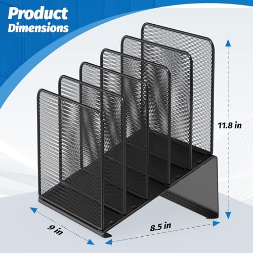 2 Pack Inclined 5-Section Desk File Organizer, Vertical File Folder Holder File Sorter Desktop Organization for Office Classroom - Image 2