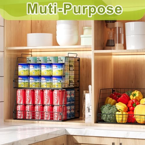 3 Pack XXL Stackable Wire Baskets, Large Storage Bins for Onion, Potato, Vegetable, Fruit, Snack, Pantry Baskets for Kitchen Cabinet Countertop, Pantry Organizers and Storage Solutions - Image 4