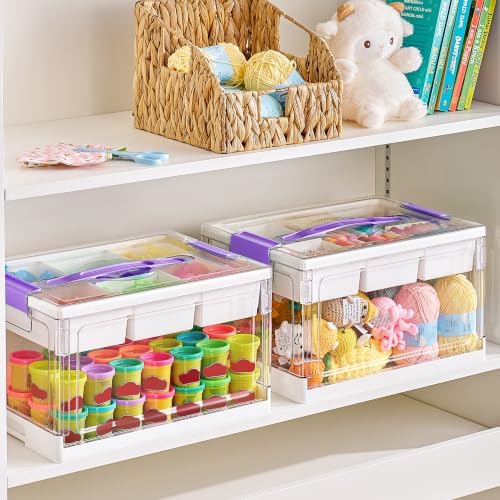 Vtopmart 24 QT Purple Clear Craft Organizer with Tray & Dividers, 1 Pack - Image 6