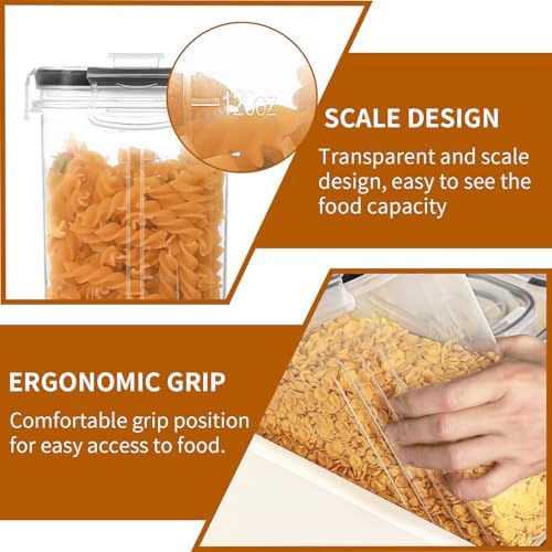 Cereal Containers Storage Set (4L / 135.2oz), 4PCS Airtight Food Storage Containers with Lids, Cereal Dispensers for Kitchen Pantry Organization and Storage with Pour Spout, 20 Labels, Marker - Image 5
