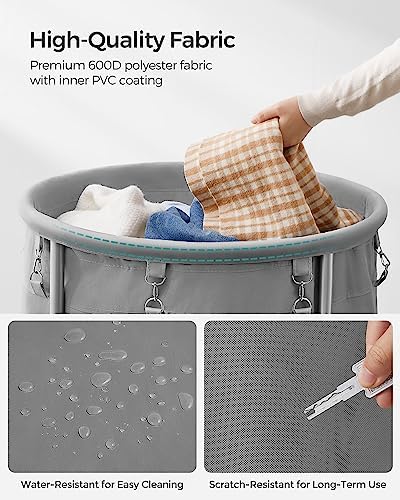 SONGMICS Laundry Basket with Wheels,190L, Steel Frame, Removable Bag - Image 5
