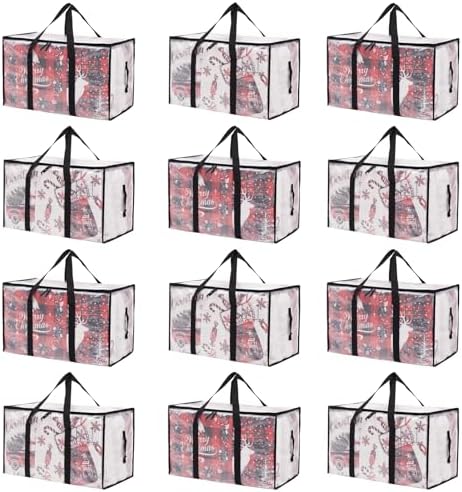 Moving Bags Heavy Duty Extra Large, Alternative for Moving Boxes & Moving Supplies,Clear Storage Bins with Lids, Plastic Packing Tote, Storage Bags for Clothes with Handles & Zippers(Clear, 12 Pack) by Unknown