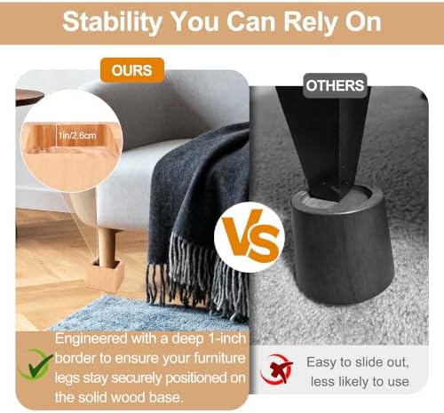 Wooden Bed Risers 3 Inch Heavy Duty, Support 2500 lbs, Nature - Image 4