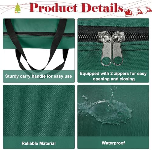 Oudain Pop up Christmas Tree Storage Bag Large, 30 x 30 x 4.3 Inch, Green - Image 3
