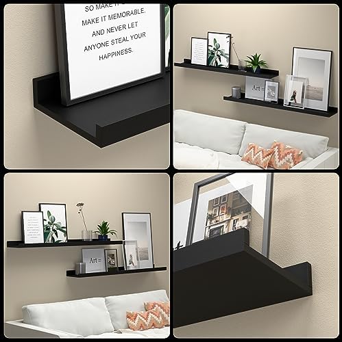 Boswillon Floating Shelves Set of 2, Long Wall Shelf with Lip, 36in, Black - Image 4