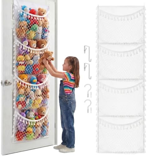 Ofiray-home Over The Door Stuffed Animal Storage，White- Tassel：Normal by Ofiray-home